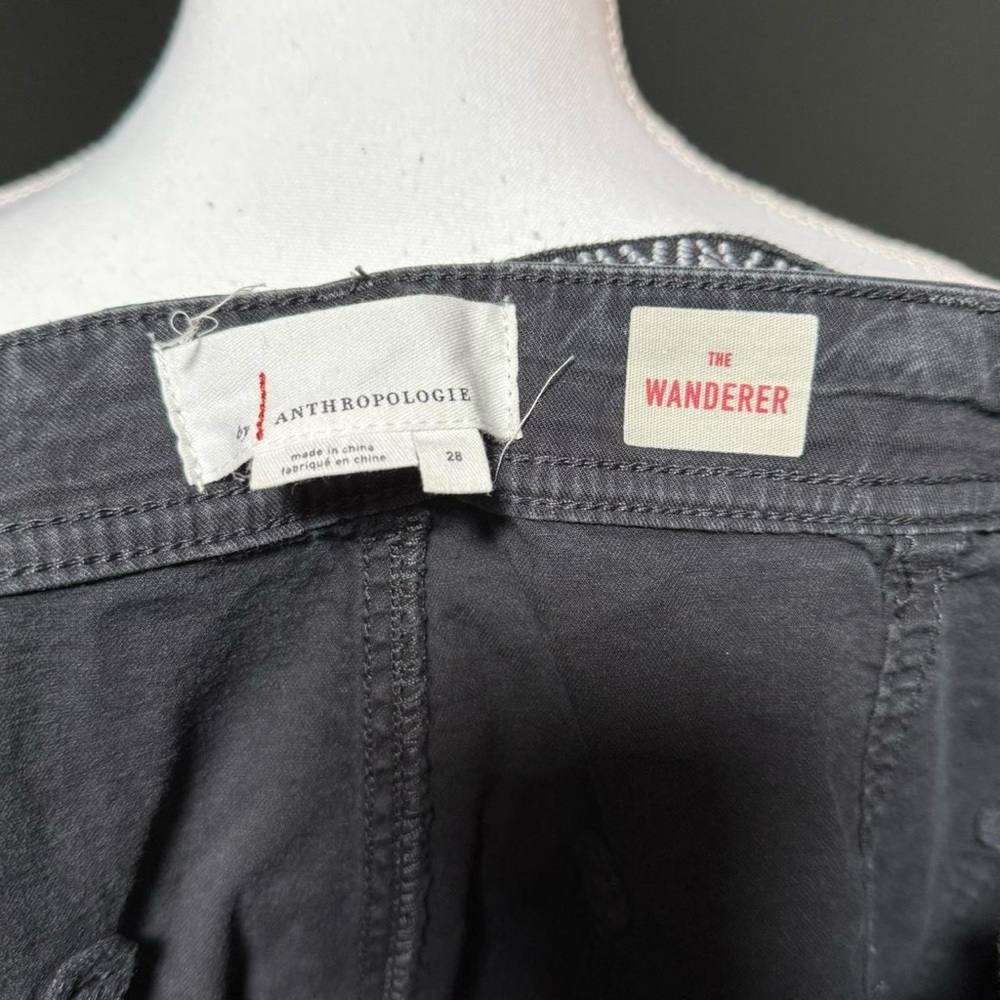Anthropologie Wanderer Pants 28 Black Utility Cotton Linen Belted Straight - Picture 6 of 6